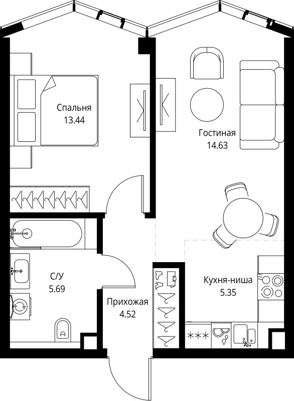 Продажа 1-комн квартиры в новостройке Москва г., Мира пр-кт,  к. 3