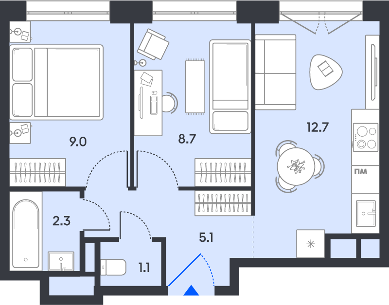 Продажа 2-комн квартиры в новостройке Москва г., Рязанский пр-кт,  к. 2.3