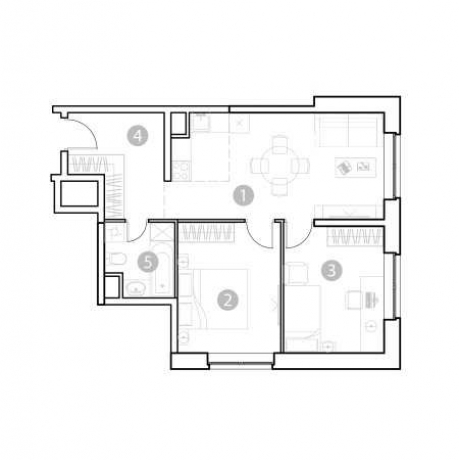Планировка ЖК EVOPARK Сокольники, 33.74 м2