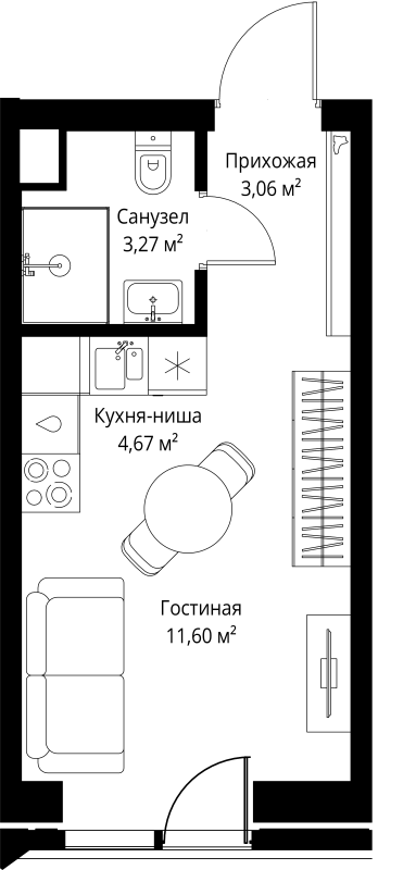 Продажа студии Москва г., 3-й Силикатный проезд,  к. Anna