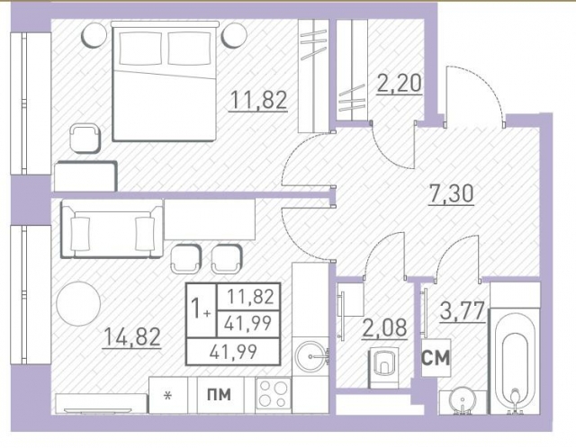 Планировка ЖК Столичный, 11.8 м2