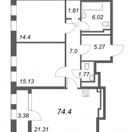 Продажа 2-комн квартиры в новостройке Санкт-Петербург г., Юрия Гагарина пр-кт,  к. 1