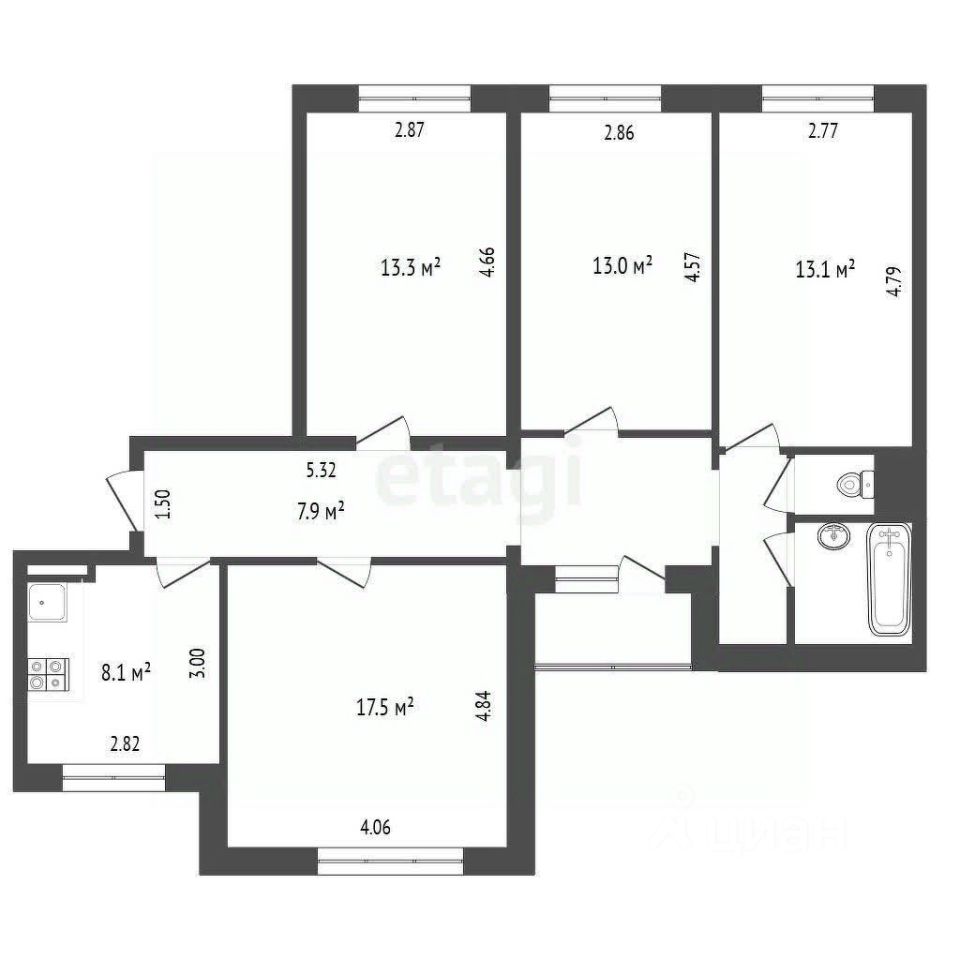 Продажа 4-комн квартиры на вторичном рынке Краснодонская улица, 24