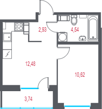 Продажа 1-комн квартиры в новостройке Пушкин г., 1-я линия, территория Лесное,  к. 2.1