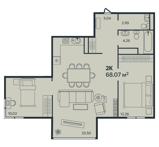 Планировка ЖК Эдельвейс Выборг, 22.28 м2
