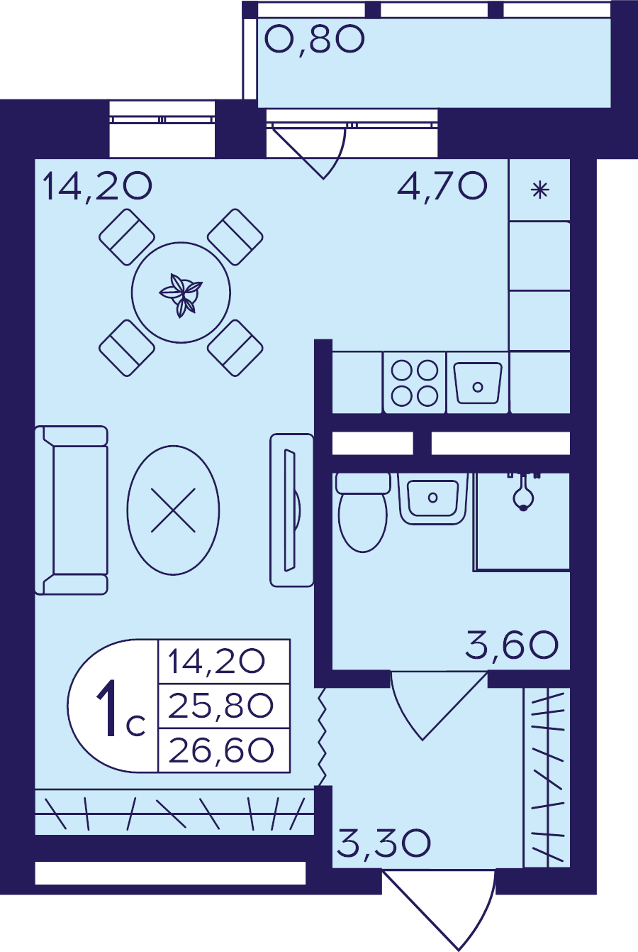 Продажа студии Балашиха г., Железнодорожный мкр.,  к. 407