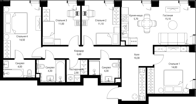 Продажа 4-комн квартиры в новостройке Москва г., Верейская ул.,  к. 1.1