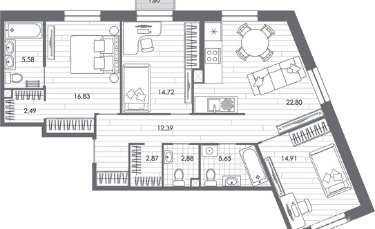 Продажа 3-комн квартиры на вторичном рынке набережная реки Карповки,  д. 31