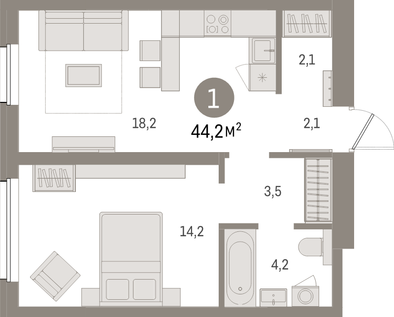 Продажа 1-комн квартиры в новостройке Санкт-Петербург г., Головнина б-р,  к. 2-1