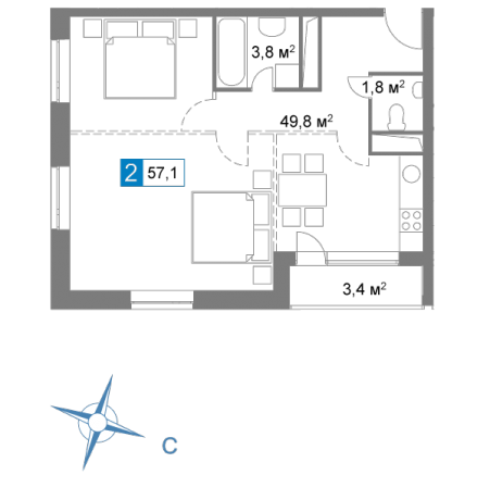 Планировка ЖК Атмосфера,  м2