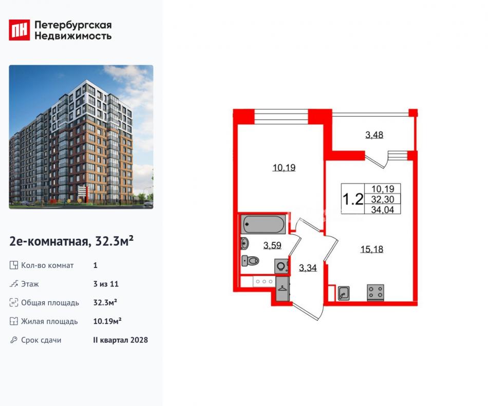 Продажа 1-комн квартиры в новостройке проспект Большой Смоленский