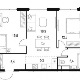 Продажа 2-комн квартиры на вторичном рынке Озёрная улица,  д. 1 к2/5