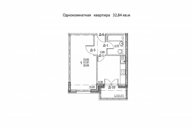 Планировка ЖК Киров Парк, 15.93 м2