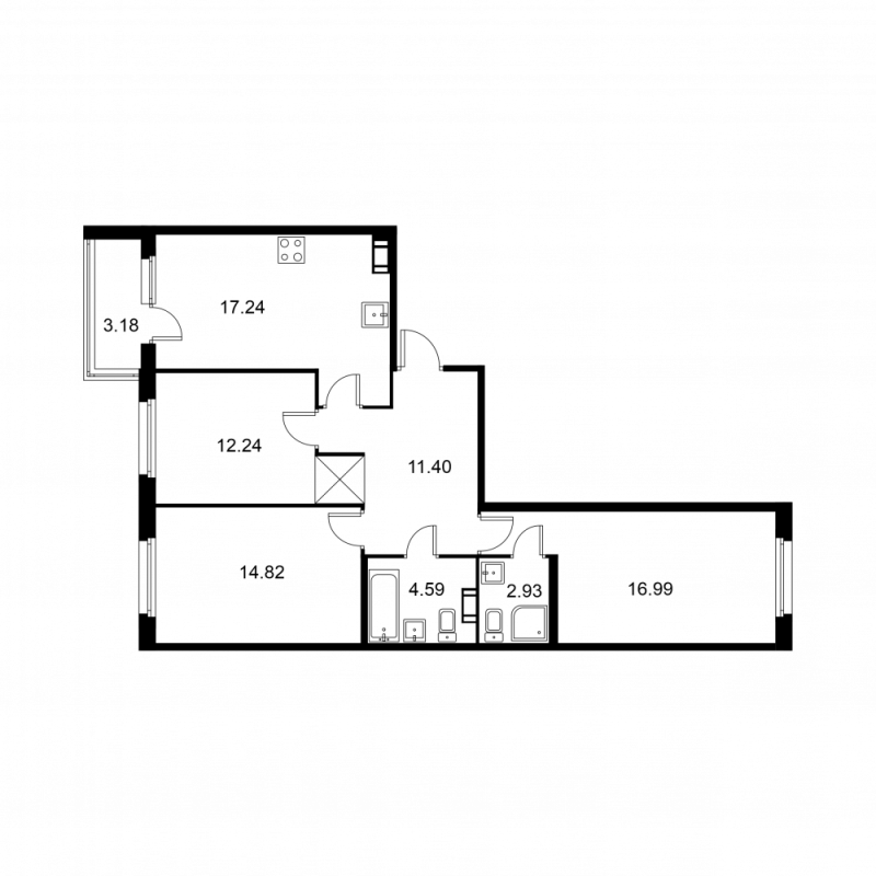 Продажа 3-комн квартиры в новостройке Колпино г., Загородная ул.,  к. C