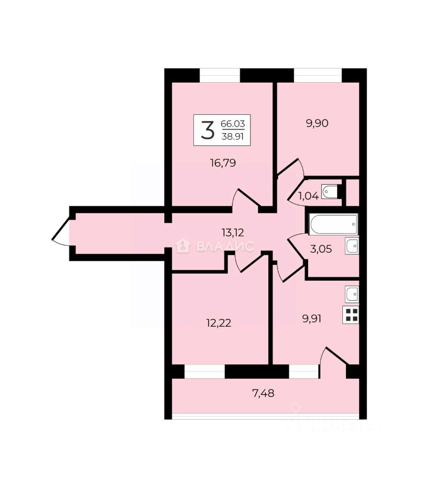 Продажа 3-комн квартиры на вторичном рынке проспект Маршала Блюхера, 9к2