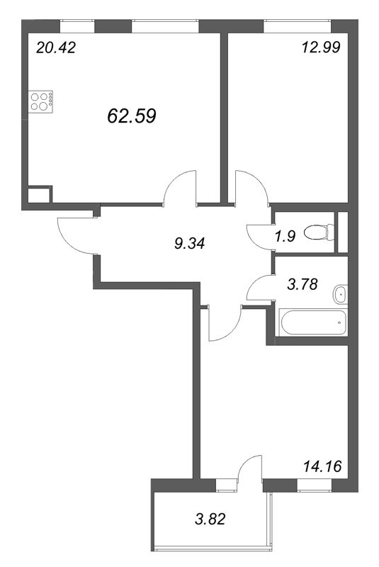 Продажа 2-комн квартиры в новостройке Шушары п., Пулковское ш.,  к. 3.6
