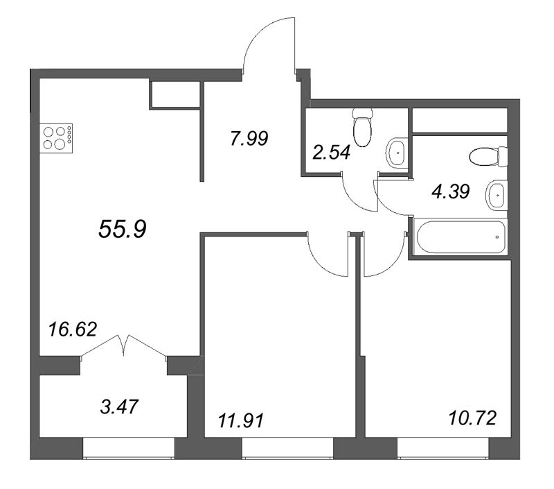 Продажа 2-комн квартиры в новостройке Санкт-Петербург г., Русановская ул.,  к. 1