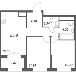 Продажа 2-комн квартиры в новостройке Санкт-Петербург г., Русановская ул.,  к. 1