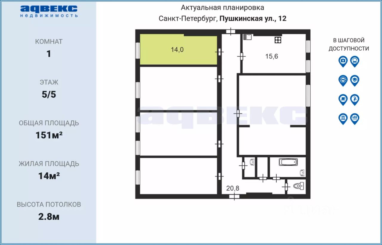 Продажа комнаты Пушкинская улица, 12