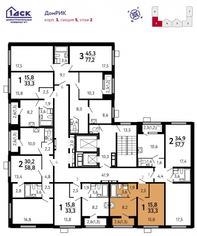 Планировка ЖК Южная Битца, 15.8 м2