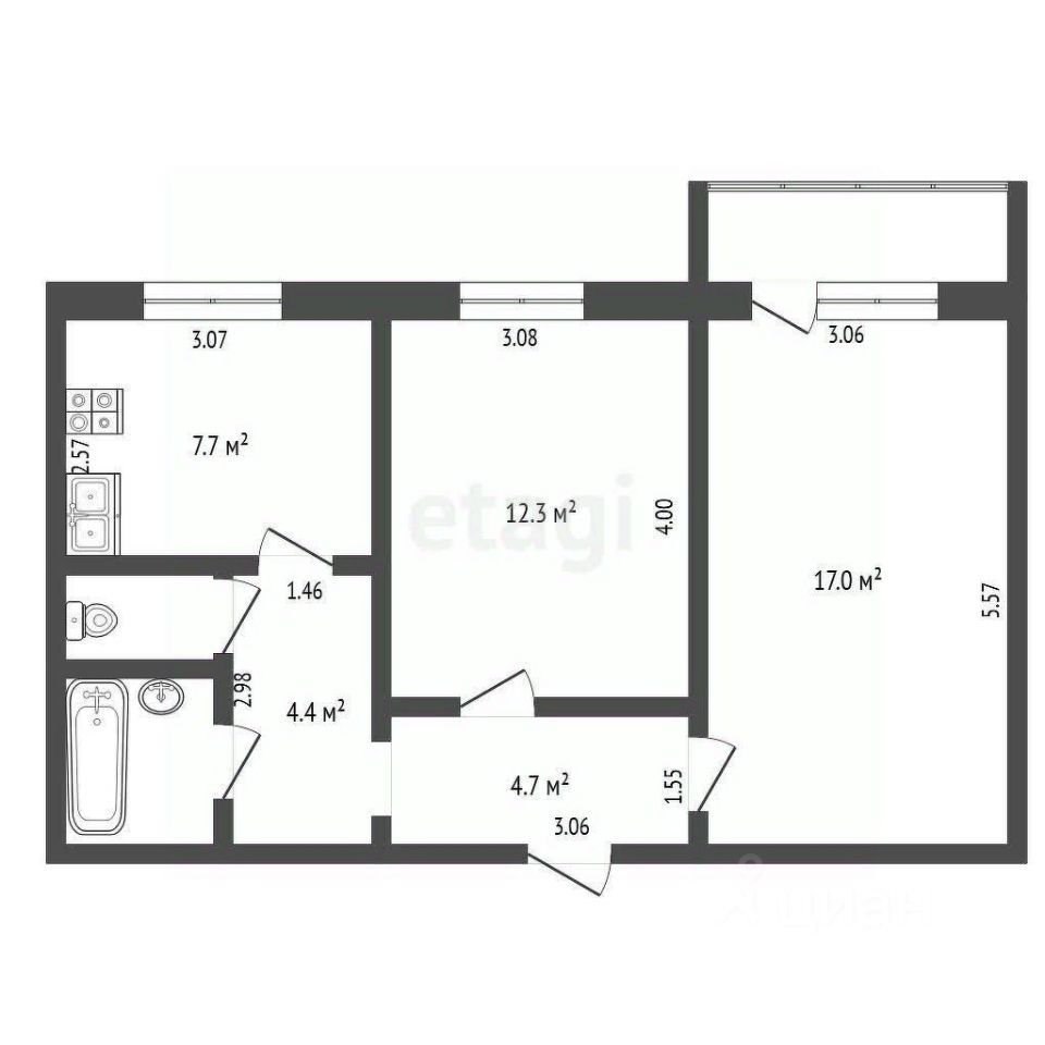 Продажа 2-комн квартиры на вторичном рынке Подольск, улица Циолковского, 6