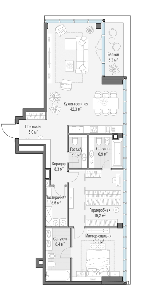 Продажа 2-комн квартиры в новостройке Москва г., Фрунзенская наб.,  к. C3