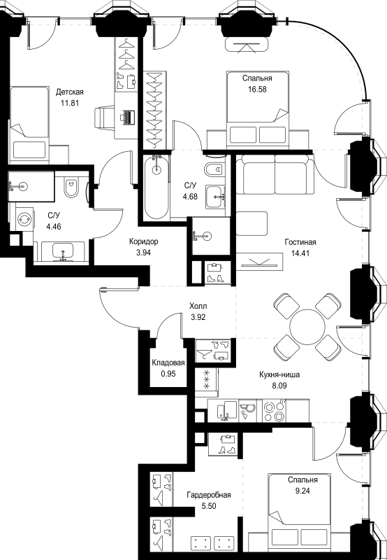 Продажа 3-комн квартиры в новостройке Москва г., Верейская ул.,  к. SET.2.А