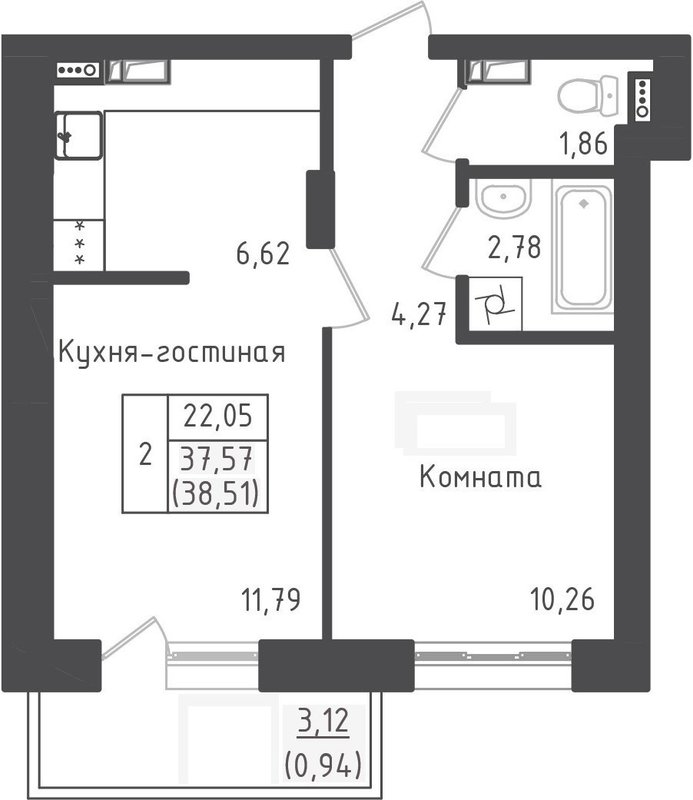 Продажа 1-комн квартиры в новостройке Рыбаки д., Центральная ул.,  к. 1