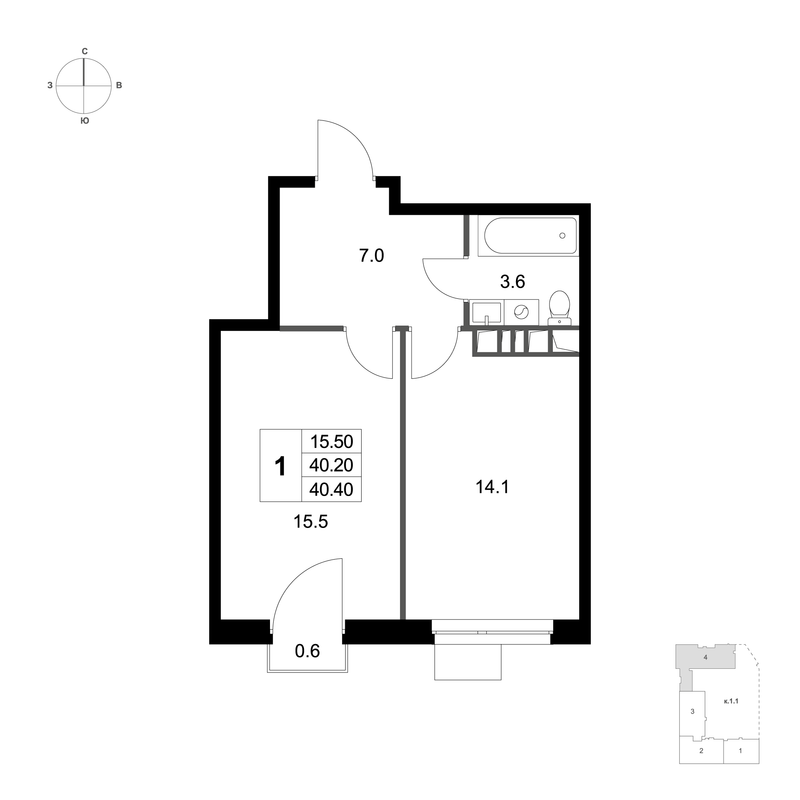 Продажа 1-комн квартиры в новостройке Марусино пгт., Заречная ул.,  к. 1.1