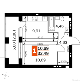 Продажа 1-комн квартиры в новостройке дер. Митькино, ул. Цветочная