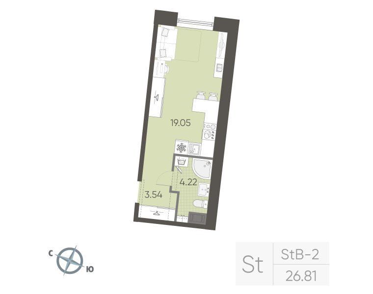 Продажа студии Санкт-Петербург г., Александра Грина б-р,  к. 2