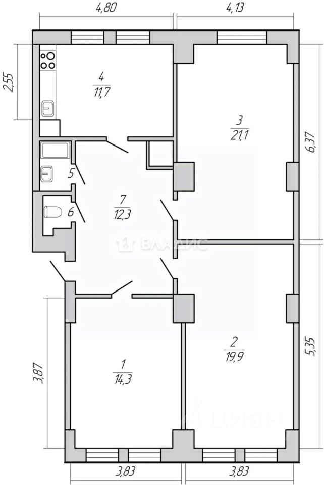 Продажа 3-комн квартиры на вторичном рынке Писцовая улица, 14