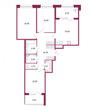 Планировка ЖК Дом на Курской, 40.15 м2
