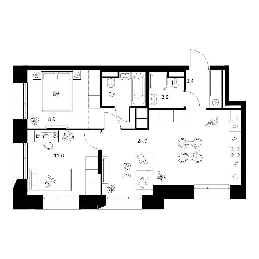 Продажа 2-комн квартиры в новостройке Москва г., Ильменский проезд,  к. 1.1.3