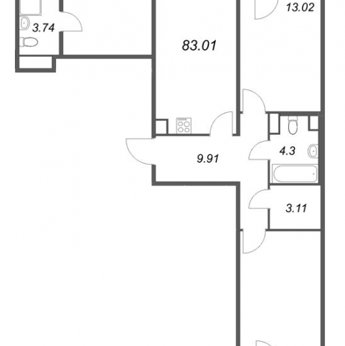 3-комн квартира Санкт-Петербург г., Курская ул.,  к. 1