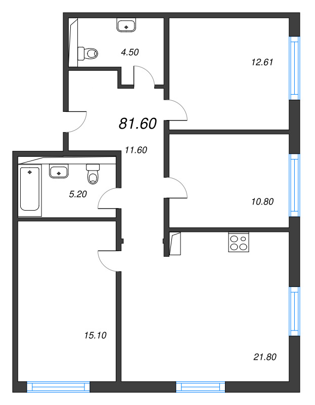 Продажа 3-комн квартиры в новостройке Санкт-Петербург г., Руднева ул.,  к. 1
