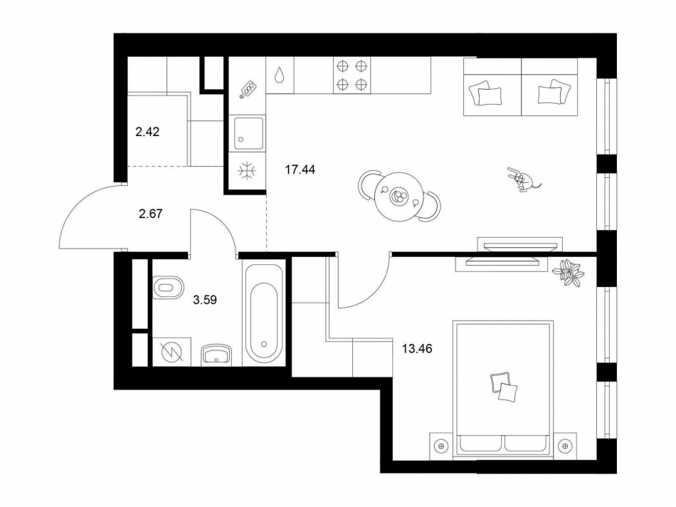 Продажа 1-комн квартиры в новостройке Квартал Мит, корп. 3.4