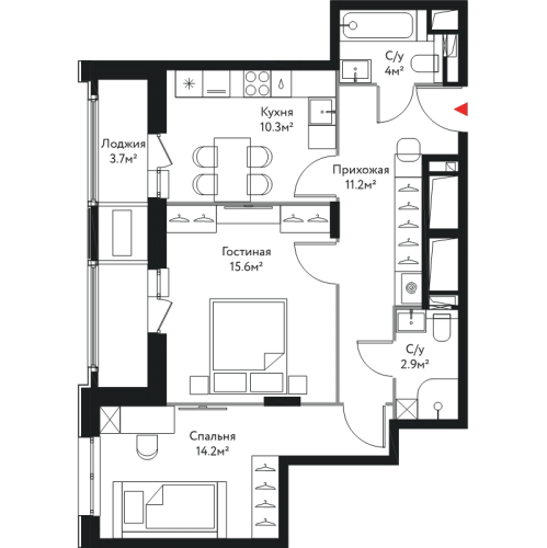 2-комн квартира Москва г., Краснобогатырская ул.,  к. 4