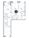 Планировка ЖК Серебряный фонтан, 45.6 м2