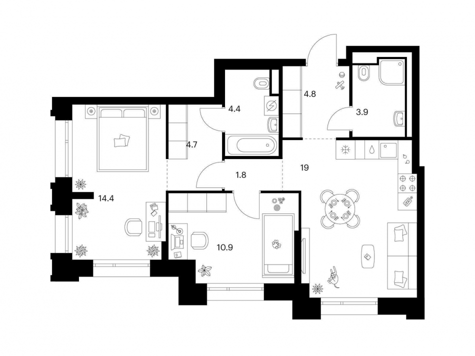 Продажа 2-комн квартиры в новостройке Середневский лес, корп. 2.1.2