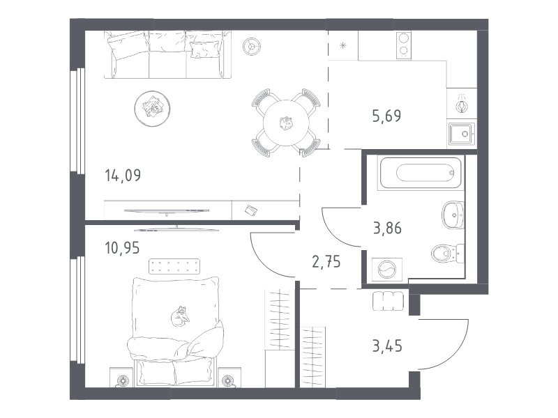 Продажа 1-комн квартиры в новостройке Мисайлово д., Молодежный б-р,  к. 19