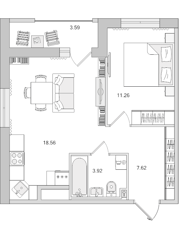 Продажа 1-комн квартиры в новостройке Новосаратовка д., Покровская Дорога ул.,  к. 4.7
