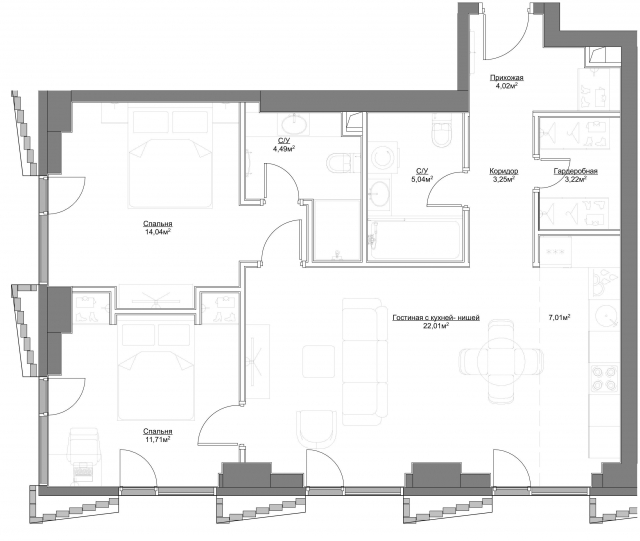 Планировка ЖК Hide, 25.75 м2