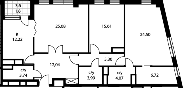 Планировка ЖК Утесов, 65.19 м2