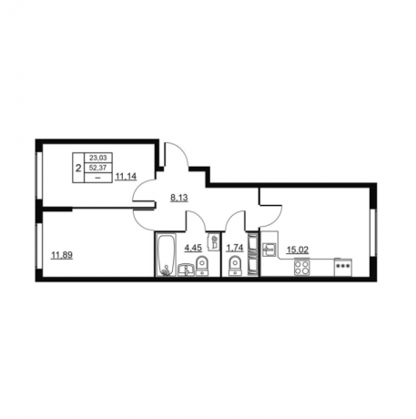 Планировка ЖК Высота. Новодевяткино, 23.13 м2