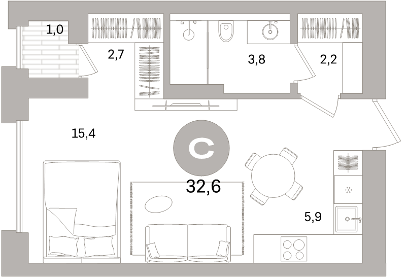 Продажа студии Санкт-Петербург г., Головнина б-р,  к. 3-1