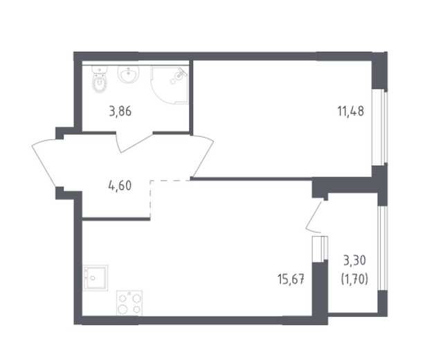 Планировка ЖК Южная Нева, 11.48 м2