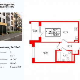 Продажа 1-комн квартиры в новостройке Колпинское шоссе