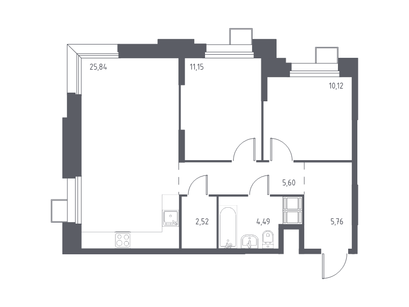 Продажа 2-комн квартиры в новостройке Дудкино д., Цветочная ул.,  к. 2.3
