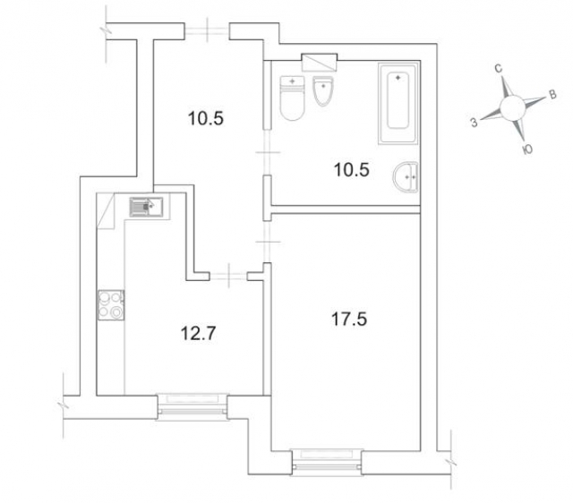 Планировка ЖК Парадный квартал, 17.5 м2